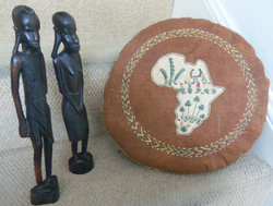 Vintage Handmade Souvenirs - African Tribal Figurines + Decorativecushion thumb-14035