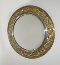 Antique Victorian Art Nouveau Mirror, Brass, 19Th Century thumb-162