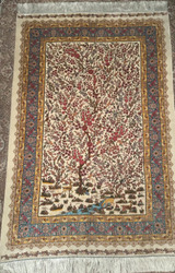 Persian Qom Carpet Rug Silk Hand Made Flower Design High Quality 180x120cm
