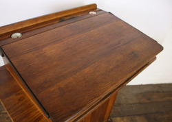 Antique Oak Teachers Lectern Desk Vintage Wooden Furniture thumb-126366
