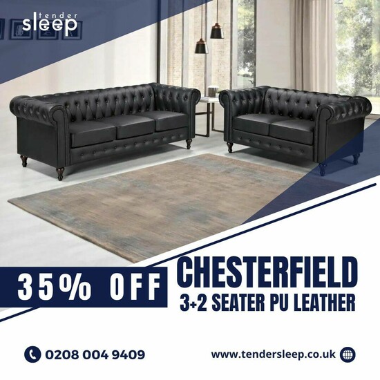 The Chesterfield 3+2 Seater PU Leather Set  0