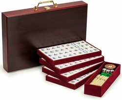 Yellow Mountain Imports Classic Chinese Mahjong Game Set - Emerald - with 148 Translucent Green Tiles and Wooden Case-FBAPrep-UK-B000V4EDNA thumb-128722