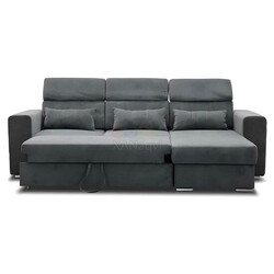 Premium Quality Plush Velvet Luca Corner Sofa Bed With Storage (Grey) thumb-130542