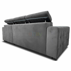 Premium Quality Plush Velvet Luca Corner Sofa Bed With Storage (Grey) thumb-130544