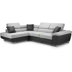 Adjustable Headrests Anton Corner Sofa Bed With Under-Seat Storage (Black + Grey) thumb-130328