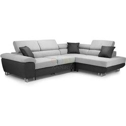 Adjustable Headrests Anton Corner Sofa Bed With Under-Seat Storage (Black + Grey) thumb-130327